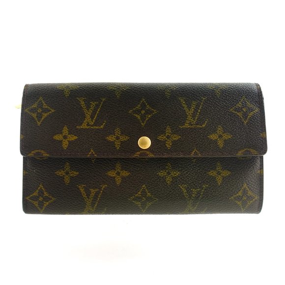 Authentic LOUIS VUITTON LV Monogram Canvas Leather Sarah Long Checkbook Wallet - Picture 1 of 11